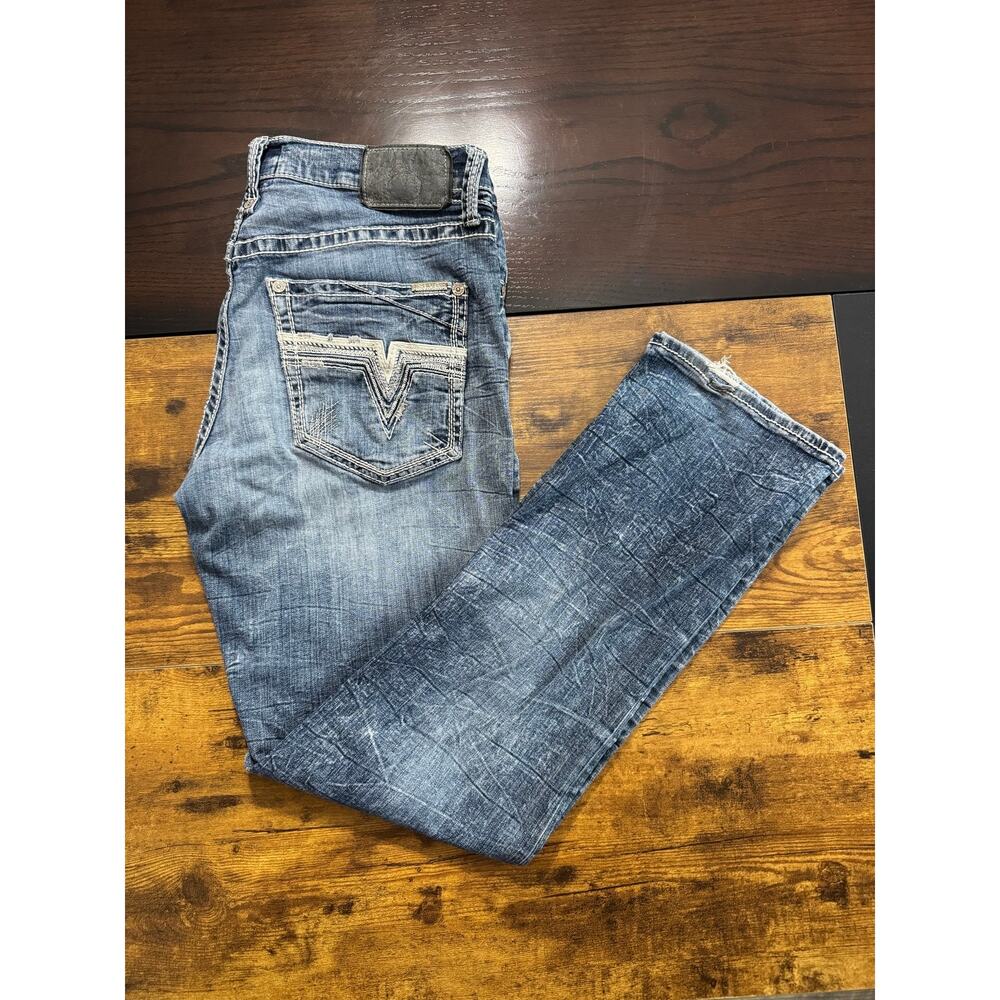 Salvage Mayhem Straight Regular Fit Men's Denim Jeans 34L Distressed Buckle SLVG